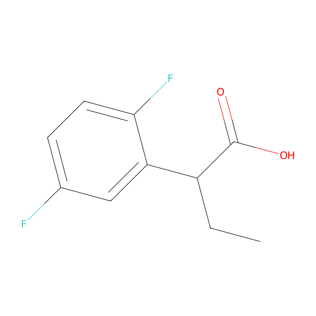 2-(2,5-Difluorophenyl)butanoic acid molecular structure, CAS 1339842-38-4