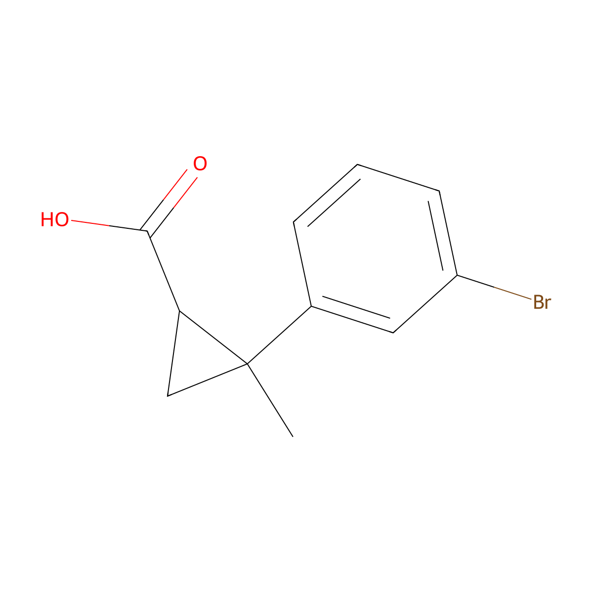2-(3-Bromophenyl)-2-methylcyclopropane-1-carboxylic acid molecular structure, CAS 1339843-21-8