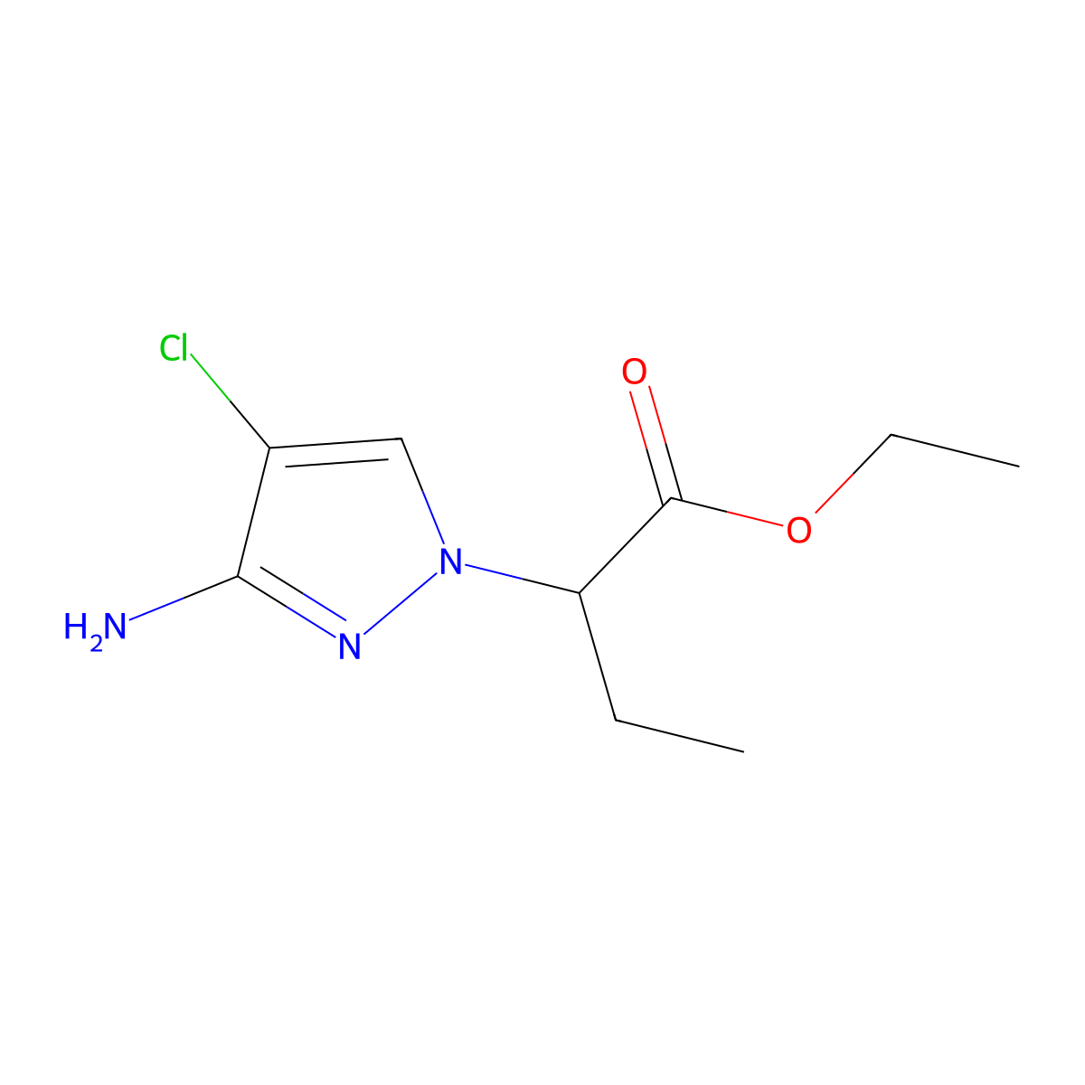 Ethyl 2-(3-amino-4-chloro-1h-pyrazol-1-yl)butanoate molecular structure, CAS 1339845-06-5