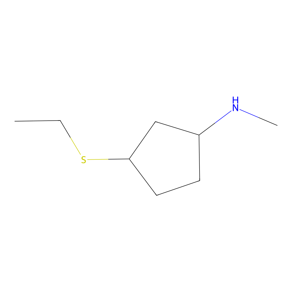 3-(ethylsulfanyl)-N-methylcyclopentan-1-amine molecular structure, CAS 1339848-08-6
