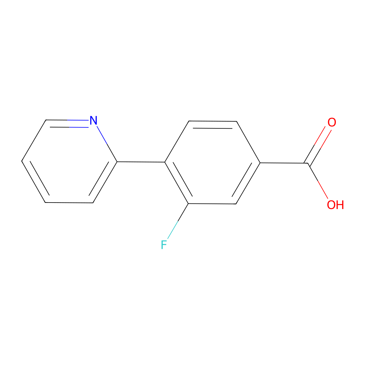 3-Fluoro-4-(pyridin-2-yl)benzoic acid molecular structure, CAS 1339848-86-0