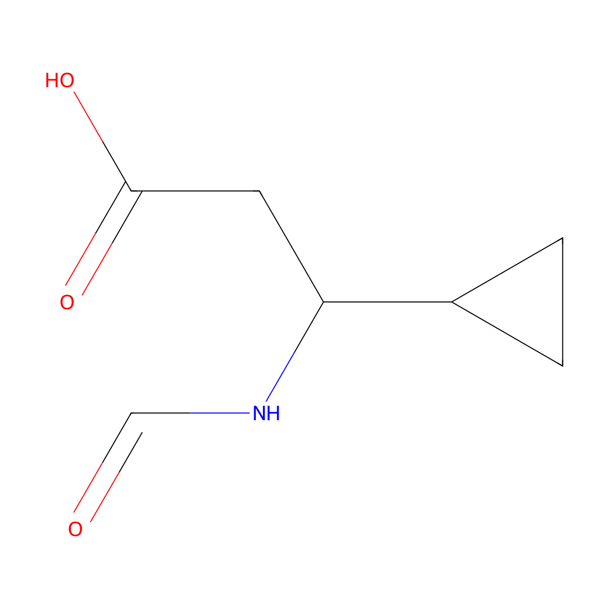 3-Cyclopropyl-3-formamidopropanoic acid molecular structure, CAS 1339849-37-4