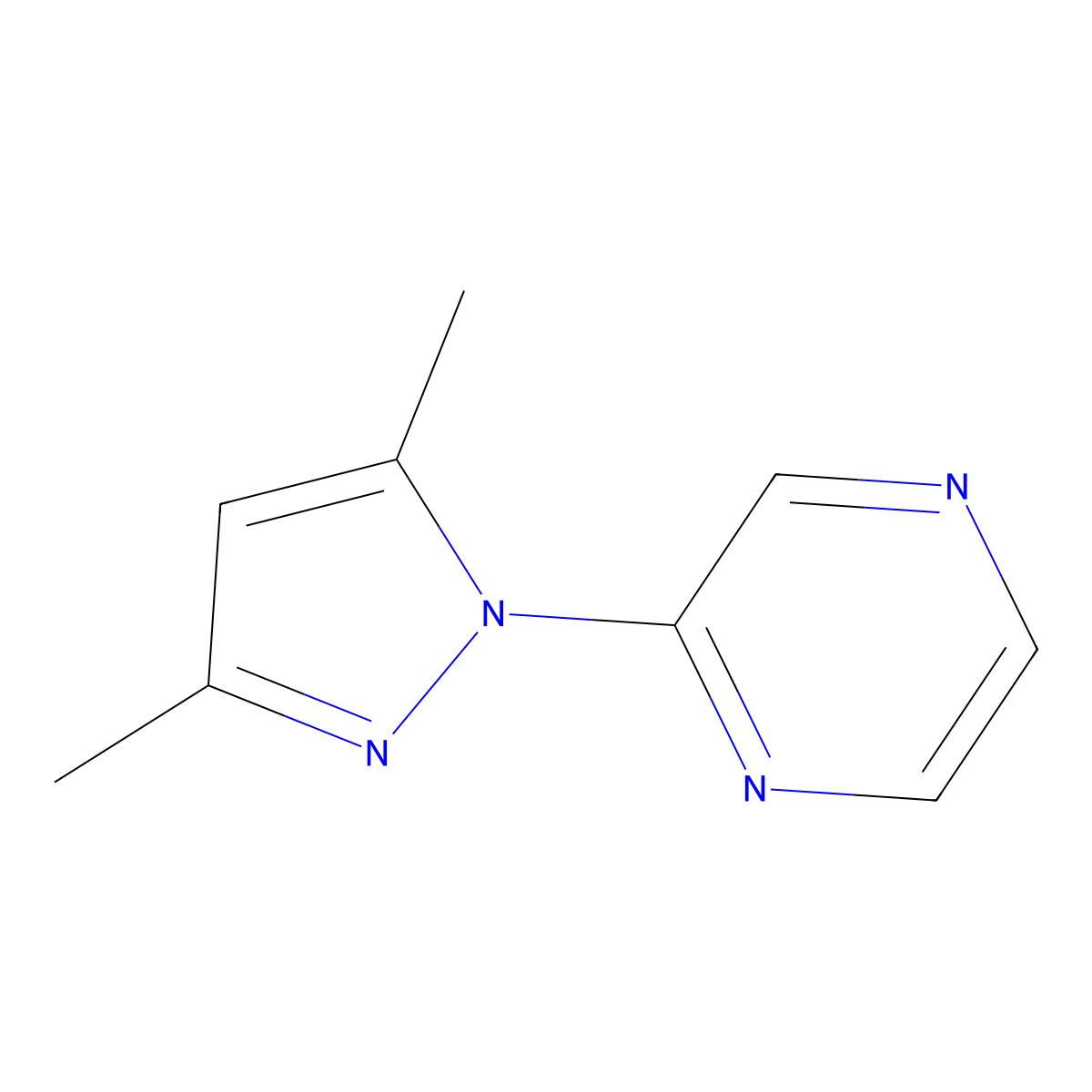2-(3,5-dimethyl-1H-pyrazol-1-yl)pyrazine molecular structure, CAS 1339851-84-1