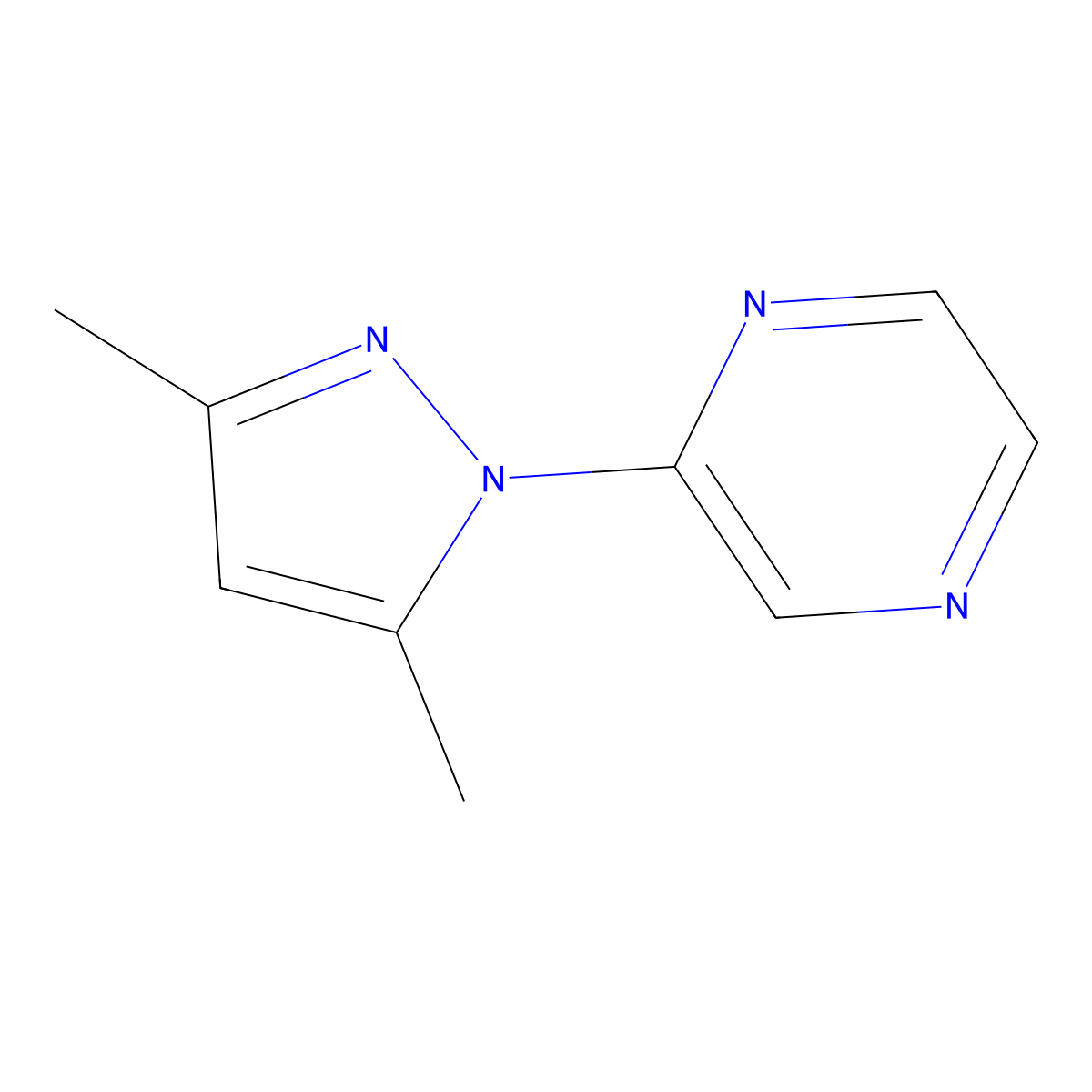 2-(3,5-dimethyl-1H-pyrazol-1-yl)pyrazine molecular structure, CAS 1339851-84-1