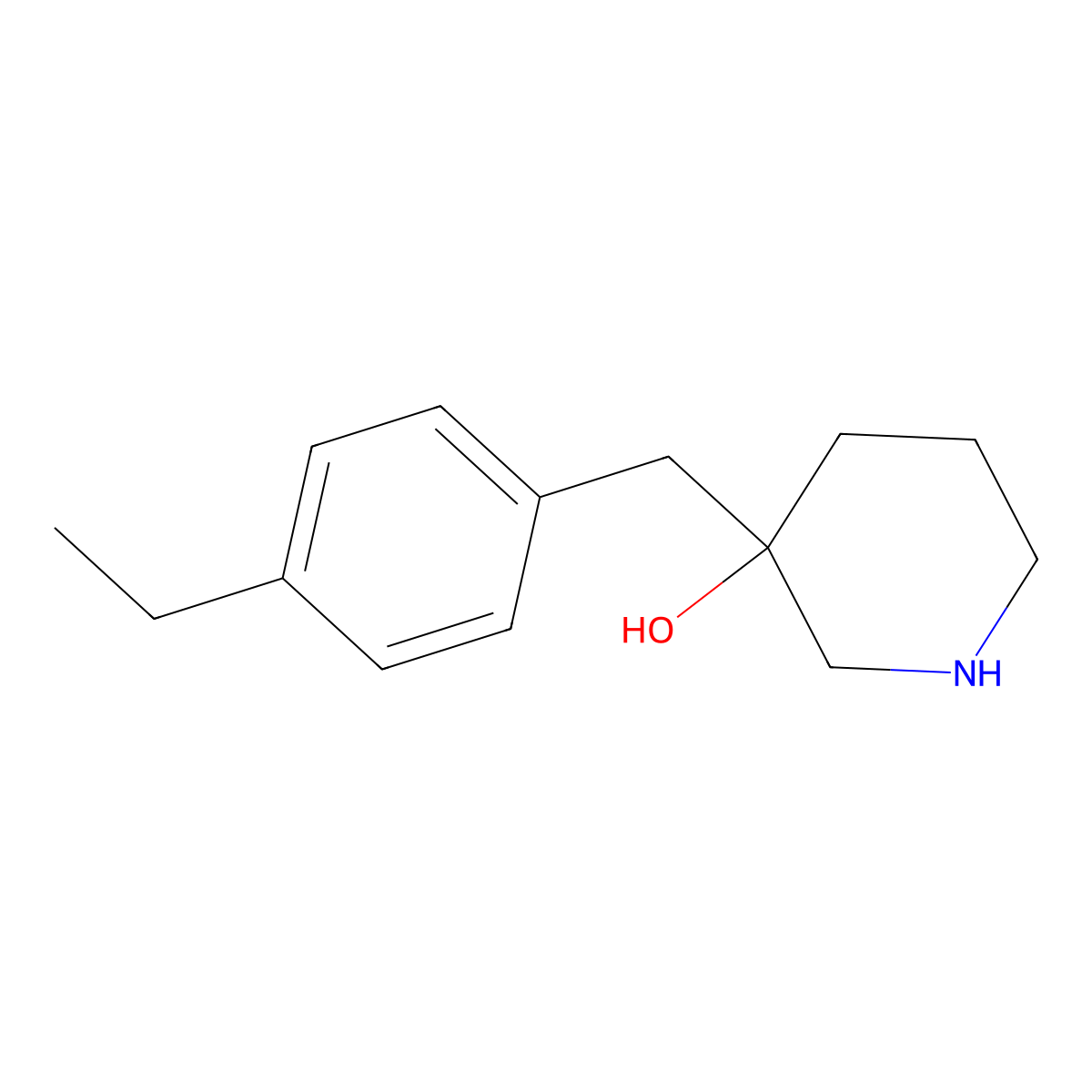 3-[(4-Ethylphenyl)methyl]piperidin-3-ol molecular structure, CAS 1339853-12-1