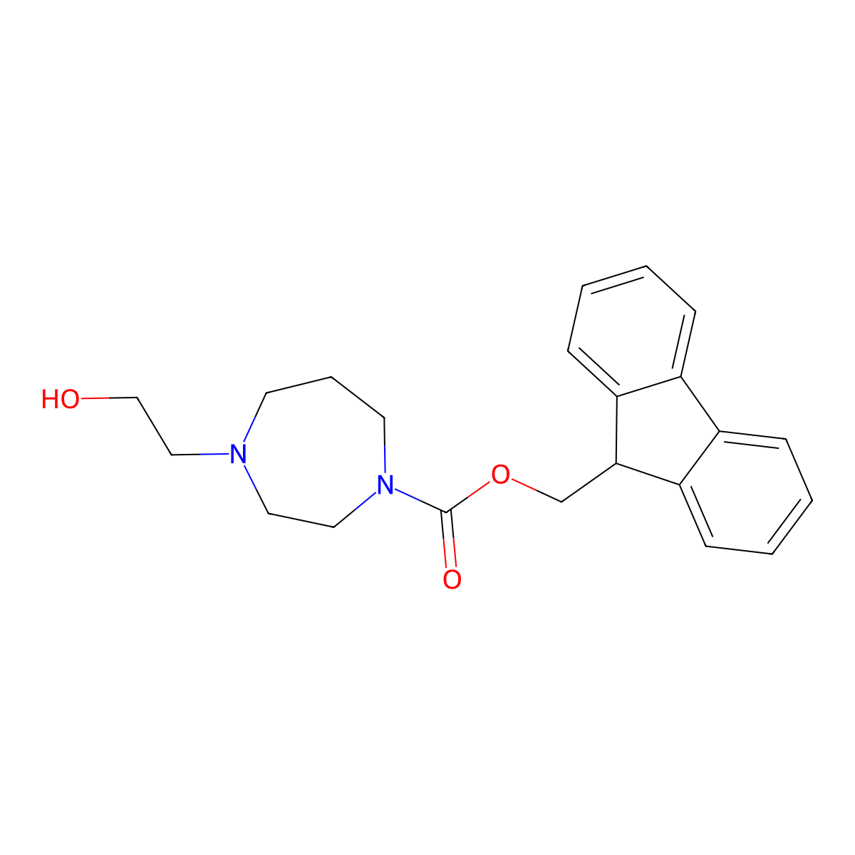 (9H-fluoren-9-yl)methyl 4-(2-hydroxyethyl)-1,4-diazepane-1-carboxylate molecular structure, CAS 1339853-76-7
