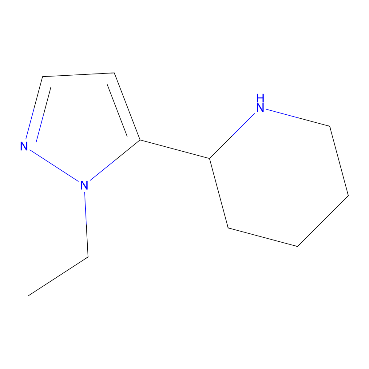 2-(1-Ethyl-1H-pyrazol-5-yl)piperidine molecular structure, CAS 1339854-76-0