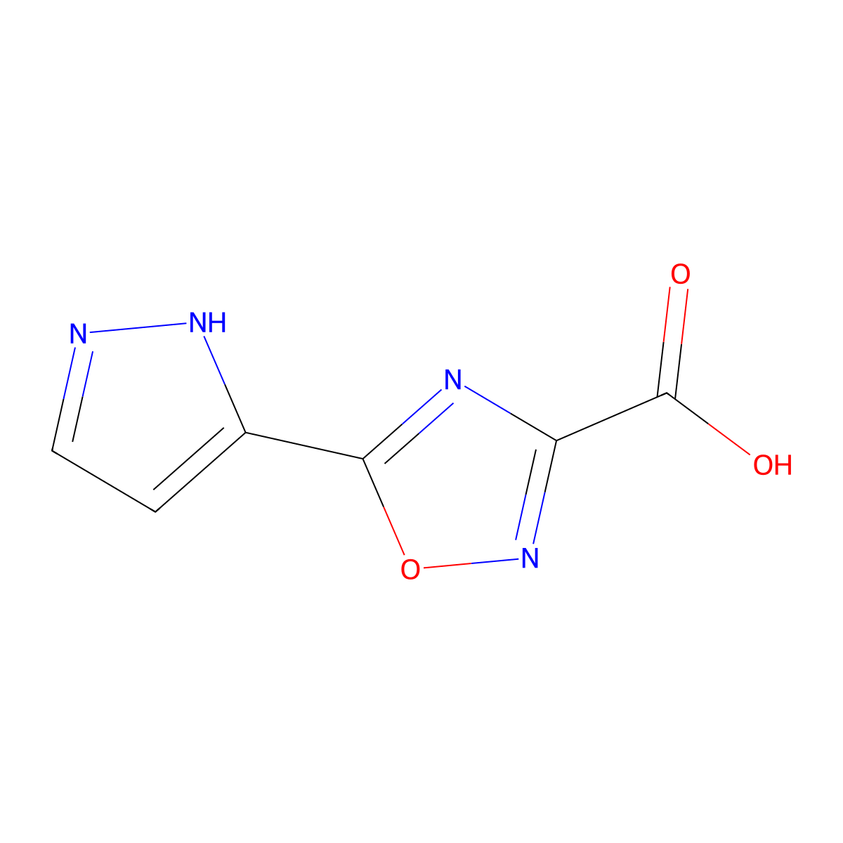 5-(1H-pyrazol-3-yl)-1,2,4-oxadiazole-3-carboxylic acid molecular structure, CAS 1339857-20-3
