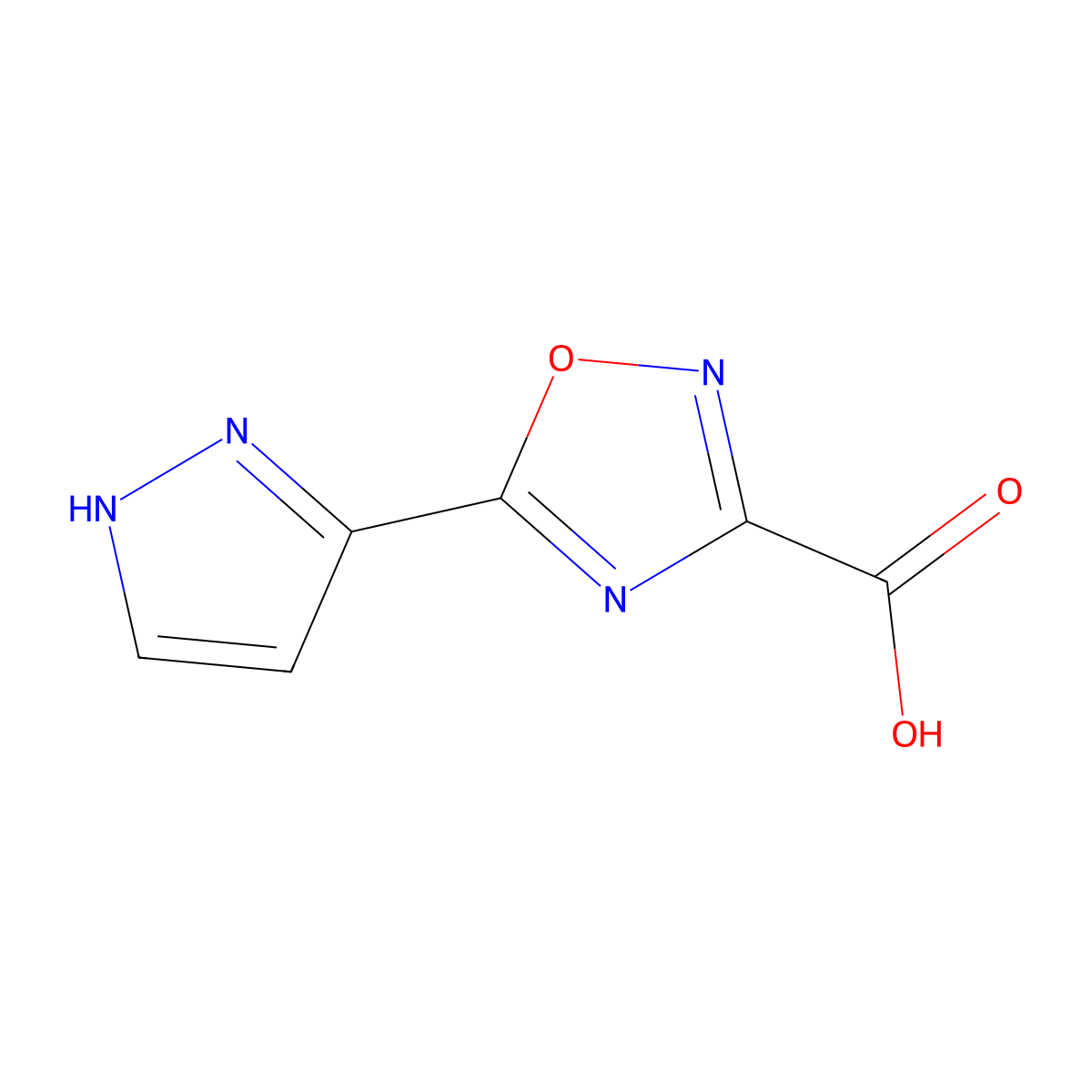 5-(1H-pyrazol-3-yl)-1,2,4-oxadiazole-3-carboxylic acid molecular structure, CAS 1339857-20-3