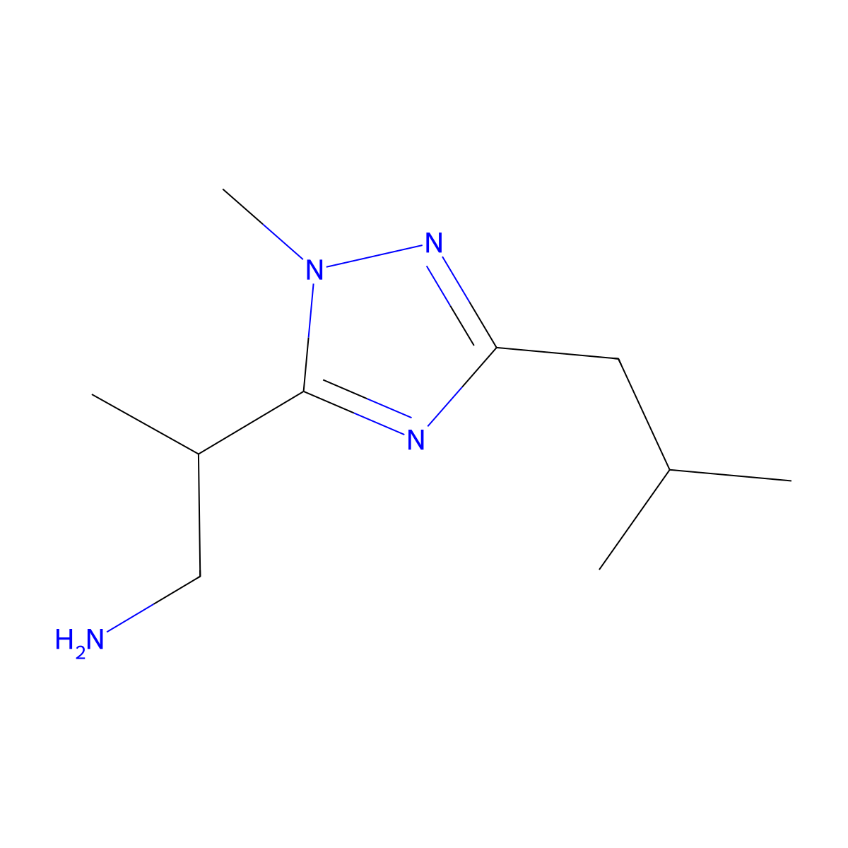 2-(3-Isobutyl-1-methyl-1h-1,2,4-triazol-5-yl)propan-1-amine molecular structure, CAS 1339858-69-3