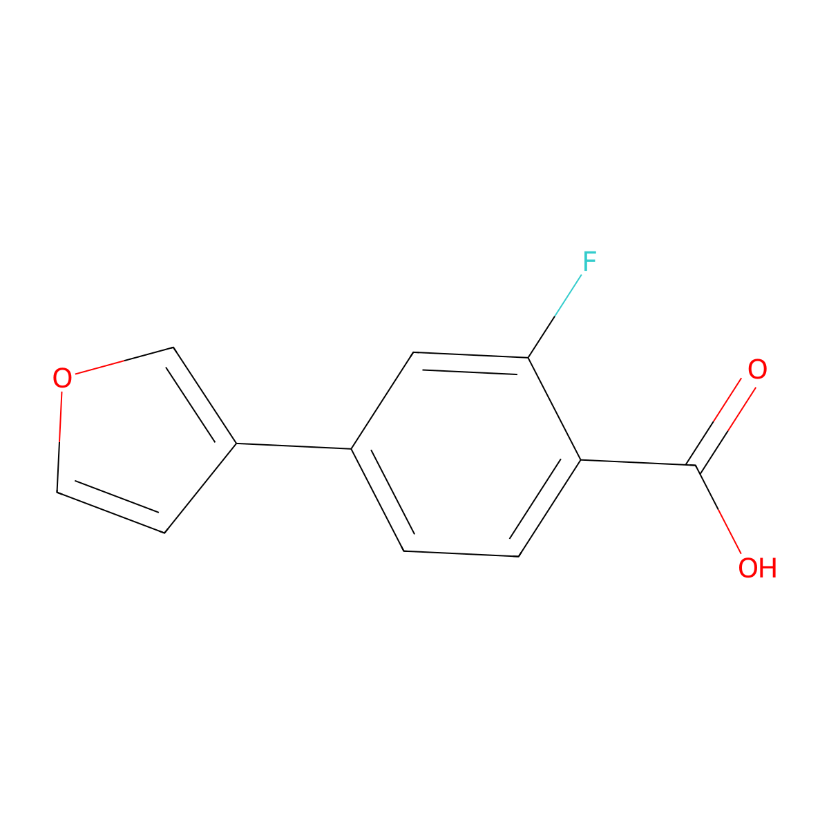 2-Fluoro-4-(furan-3-yl)benzoic acid molecular structure, CAS 1339862-17-7