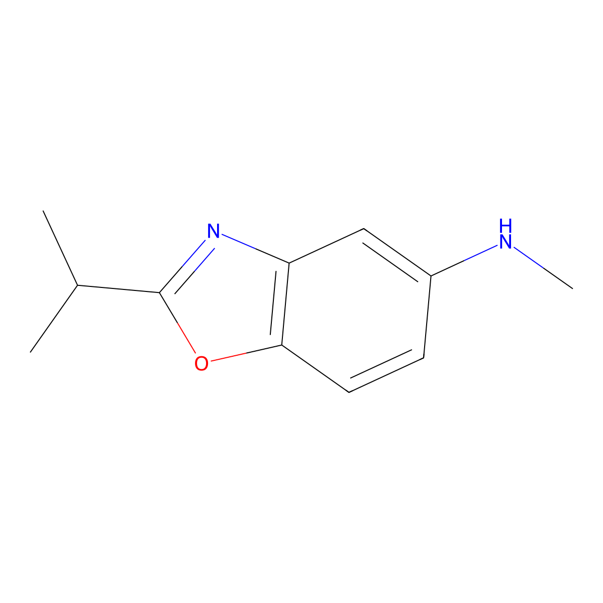 N-methyl-2-(propan-2-yl)-1,3-benzoxazol-5-amine molecular structure, CAS 1339865-46-1