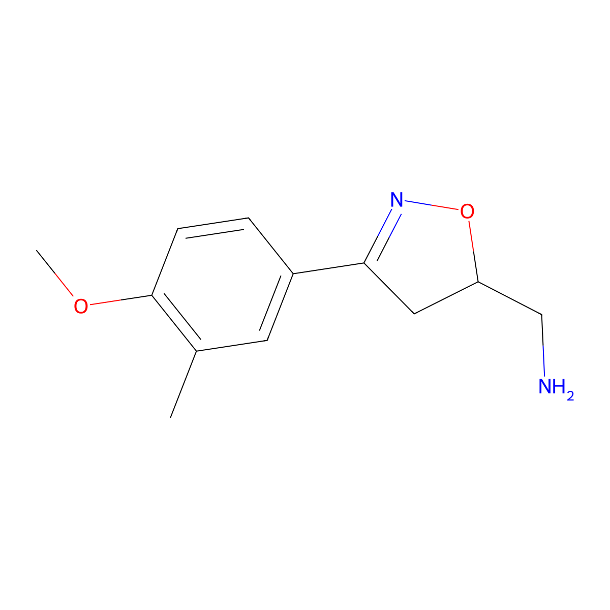 [3-(4-Methoxy-3-methylphenyl)-4,5-dihydro-1,2-oxazol-5-yl]methanamine molecular structure, CAS 1339866-98-6