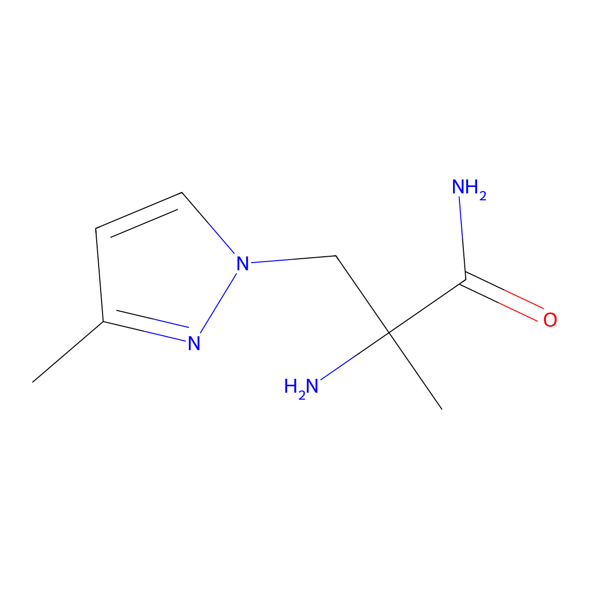 2-amino-2-methyl-3-(3-methyl-1H-pyrazol-1-yl)propanamide molecular structure, CAS 1339869-34-9