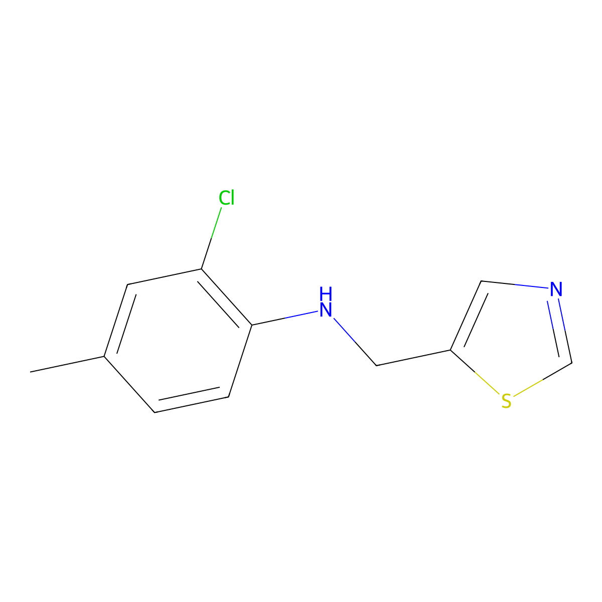 2-chloro-4-methyl-N-[(1,3-thiazol-5-yl)methyl]aniline molecular structure, CAS 1339873-13-0