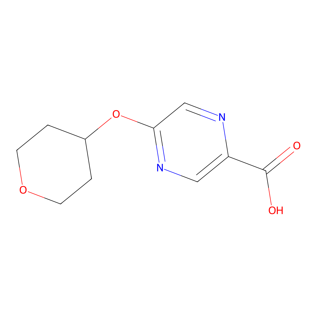 5-(Oxan-4-yloxy)pyrazine-2-carboxylic acid molecular structure, CAS 1339874-41-7