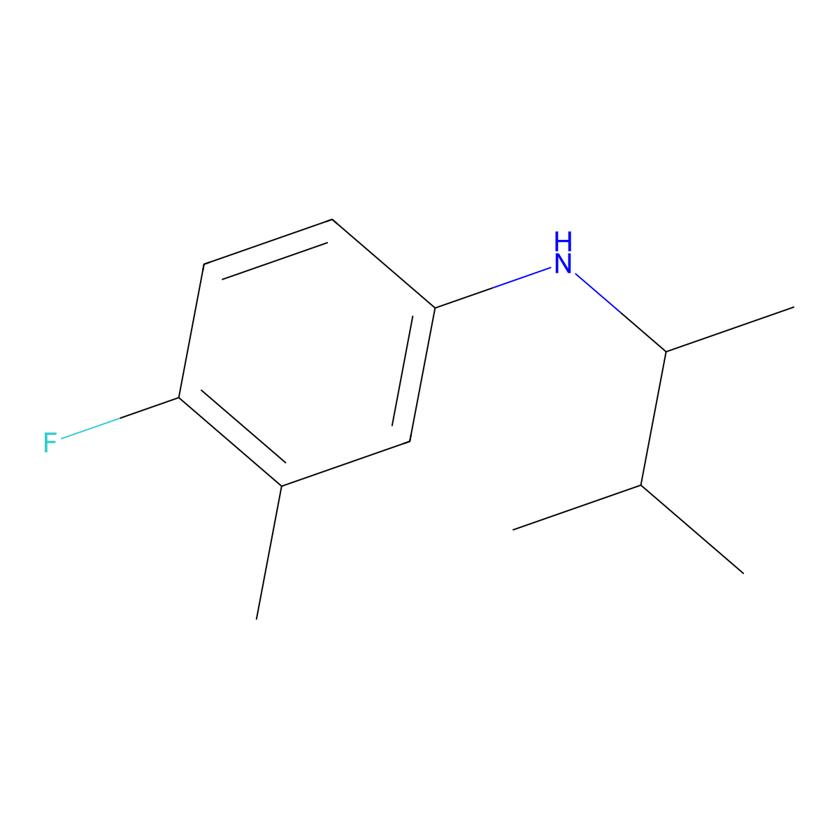 4-fluoro-3-methyl-N-(3-methylbutan-2-yl)aniline molecular structure, CAS 1339874-44-0