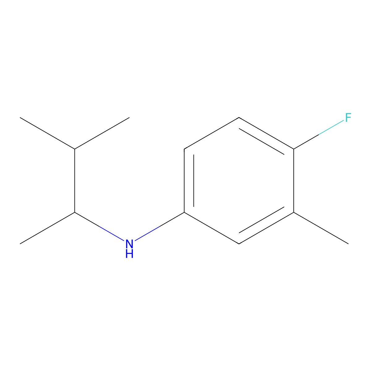 4-fluoro-3-methyl-N-(3-methylbutan-2-yl)aniline molecular structure, CAS 1339874-44-0