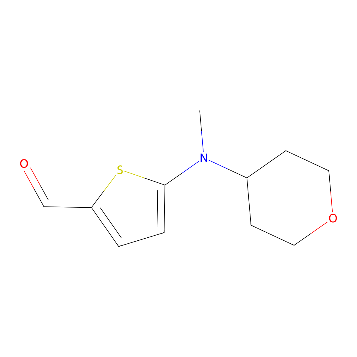 5-[Methyl(oxan-4-yl)amino]thiophene-2-carbaldehyde molecular structure, CAS 1339878-21-5
