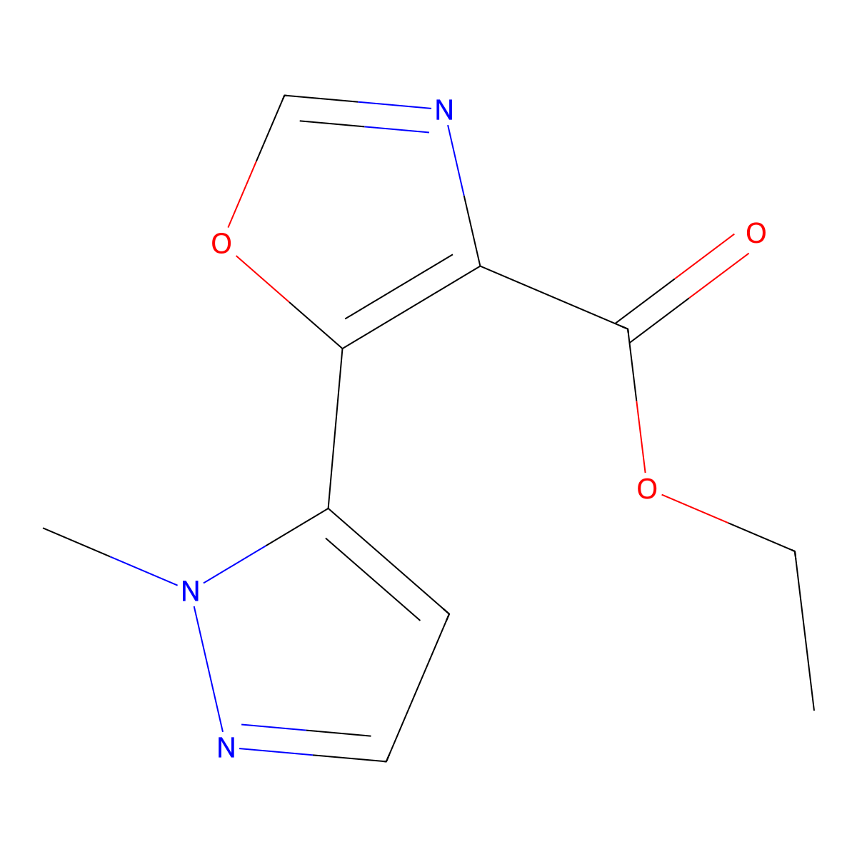 Ethyl 5-(1-methyl-1h-pyrazol-5-yl)-1,3-oxazole-4-carboxylate molecular structure, CAS 1339879-66-1