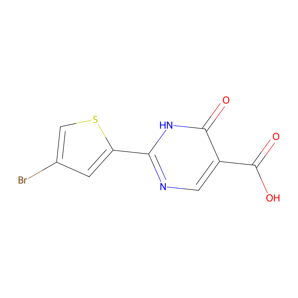 2-(4-Bromothiophen-2-yl)-6-oxo-1,6-dihydropyrimidine-5-carboxylic acid molecular structure, CAS 1339881-83-2