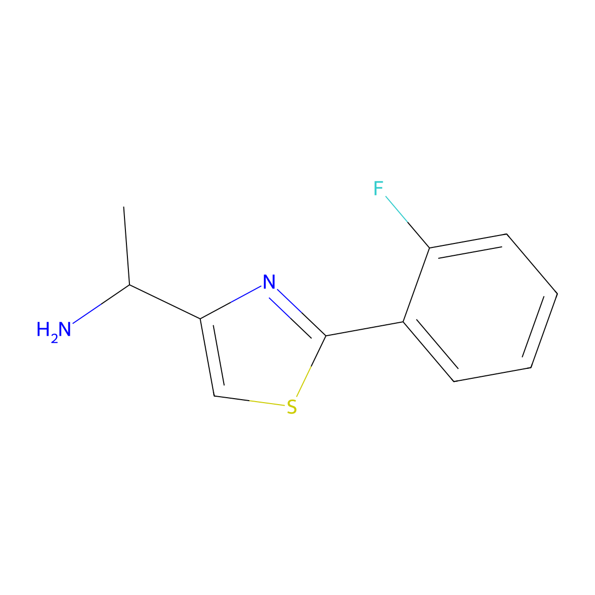 1-[2-(2-Fluorophenyl)-1,3-thiazol-4-yl]ethan-1-amine molecular structure, CAS 1339881-94-5