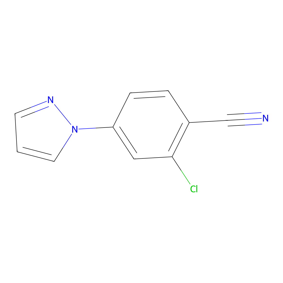 2-Chloro-4-(1H-pyrazol-1-yl)benzonitrile molecular structure, CAS 1339882-58-4