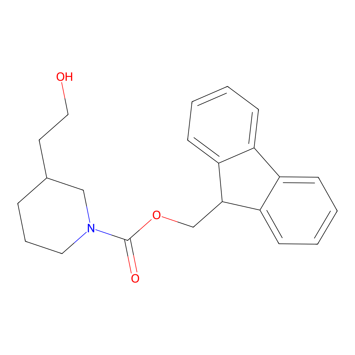 (9H-fluoren-9-yl)methyl 3-(2-hydroxyethyl)piperidine-1-carboxylate molecular structure, CAS 1339883-08-7