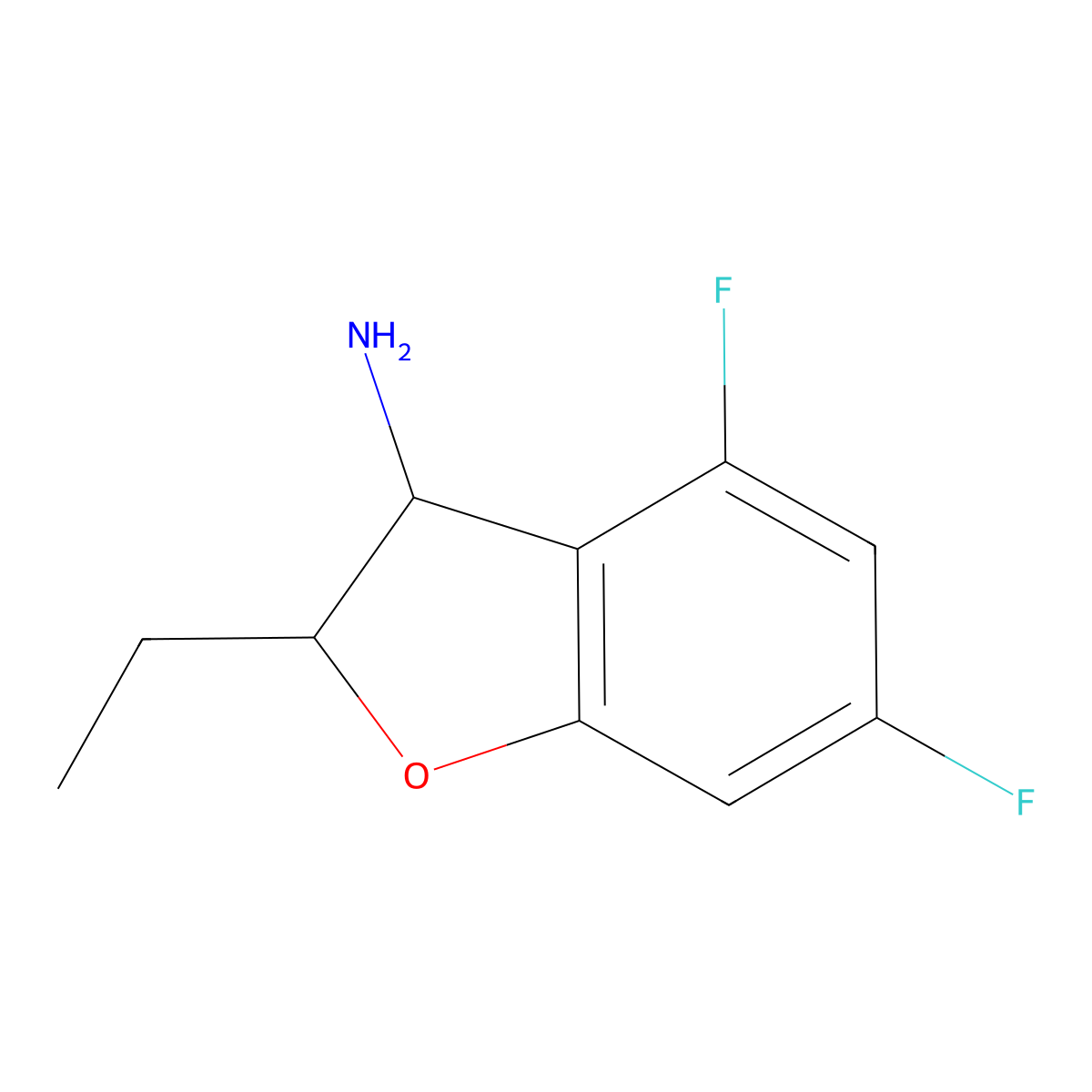 2-Ethyl-4,6-difluoro-2,3-dihydro-1-benzofuran-3-amine molecular structure, CAS 1339889-18-7