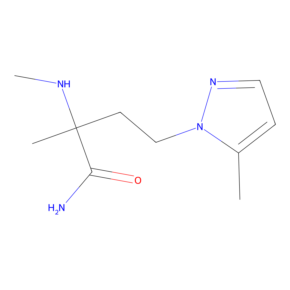 2-Methyl-4-(5-methyl-1h-pyrazol-1-yl)-2-(methylamino)butanamide molecular structure, CAS 1339890-92-4
