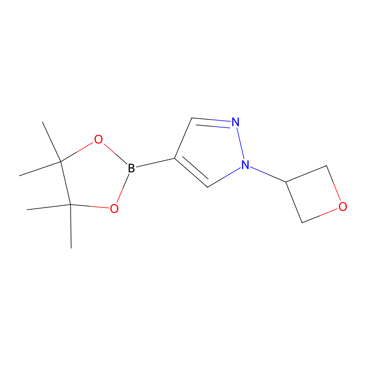 1-(oxetan-3-yl)-4-(4,4,5,5-tetramethyl-1,3,2-dioxaborolan-2-yl)-1H-pyrazole molecular structure, CAS 1339890-99-1