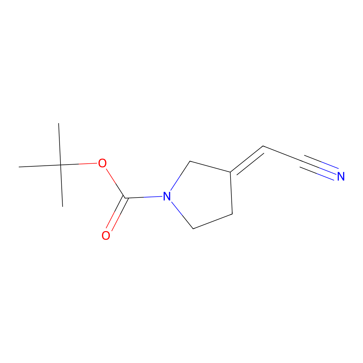 tert-butyl (3E)-3-(cyanomethylidene)pyrrolidine-1-carboxylate molecular structure, CAS 1339892-43-1