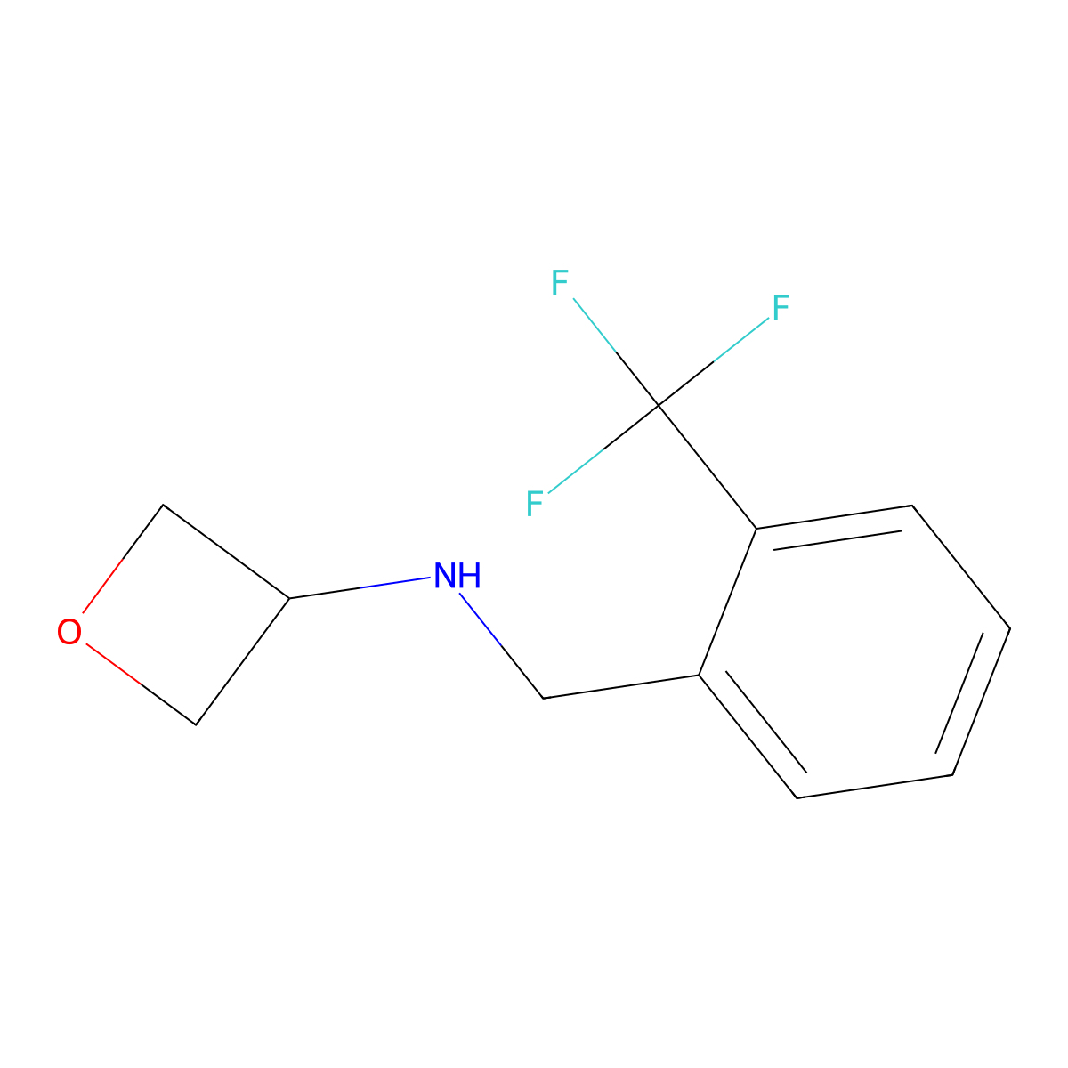 N-{[2-(trifluoromethyl)phenyl]methyl}oxetan-3-amine molecular structure, CAS 1339894-12-0