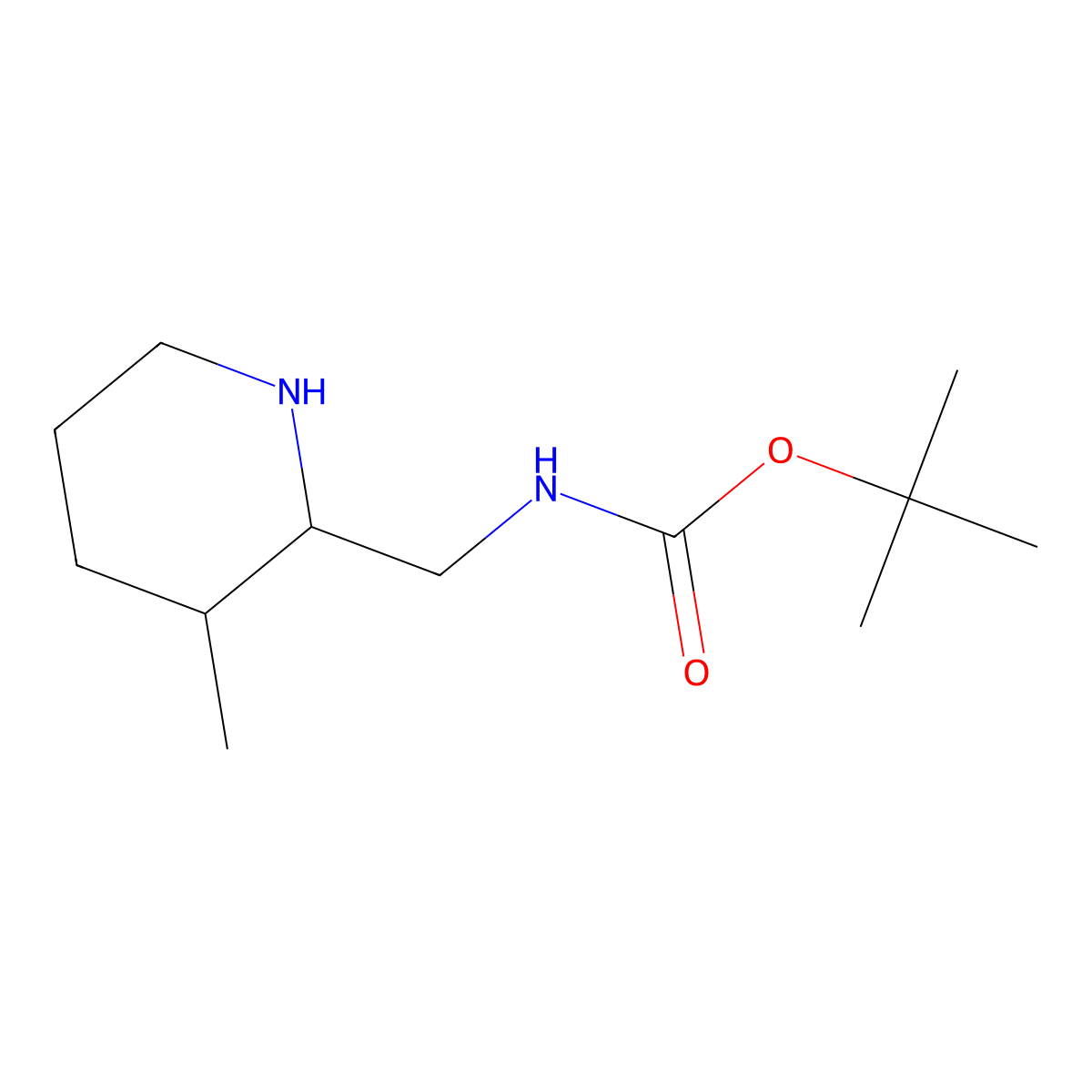 tert-butyl N-((3-methylpiperidin-2-yl)methyl)carbamate molecular structure, CAS 1339895-15-6