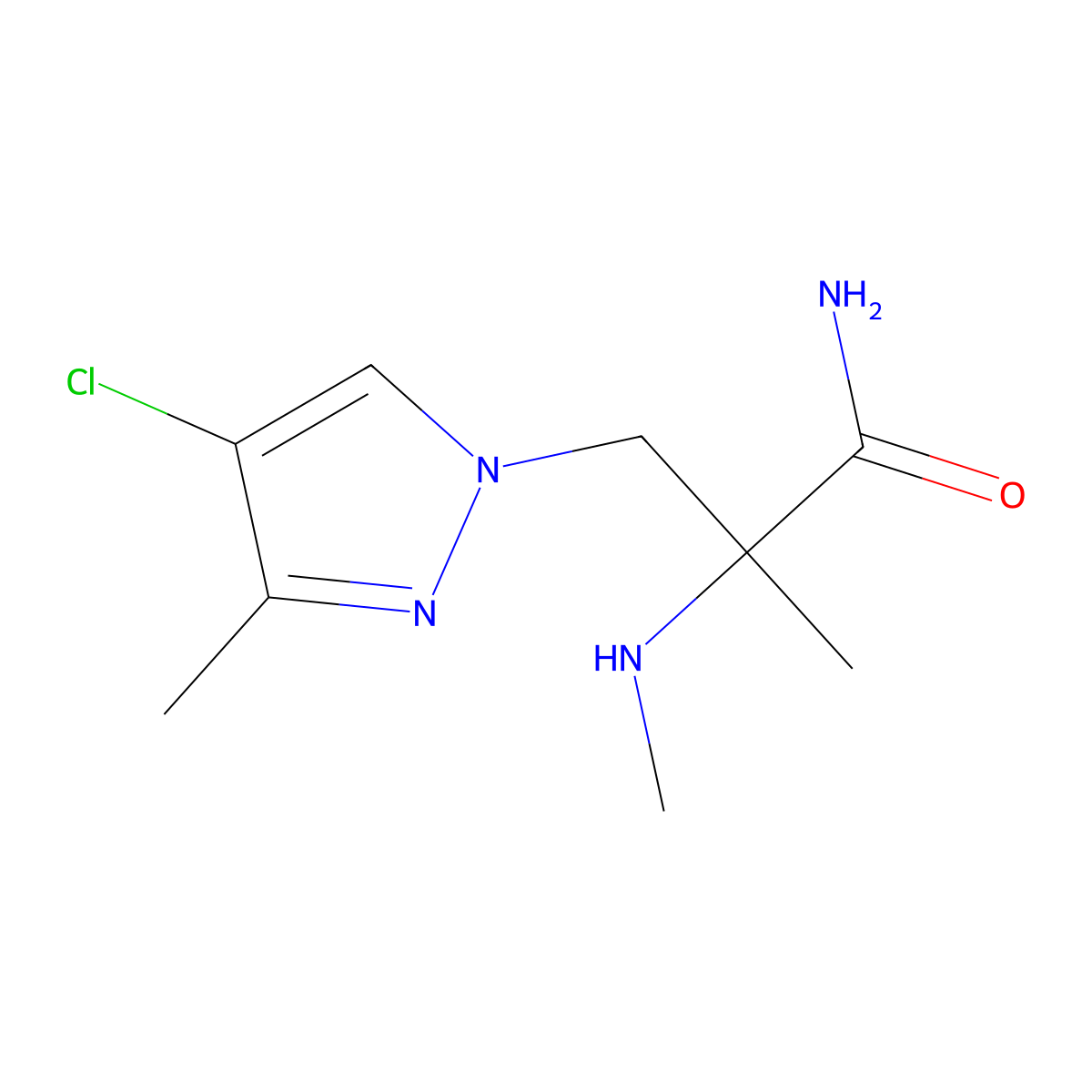 3-(4-Chloro-3-methyl-1h-pyrazol-1-yl)-2-methyl-2-(methylamino)propanamide molecular structure, CAS 1339895-47-4
