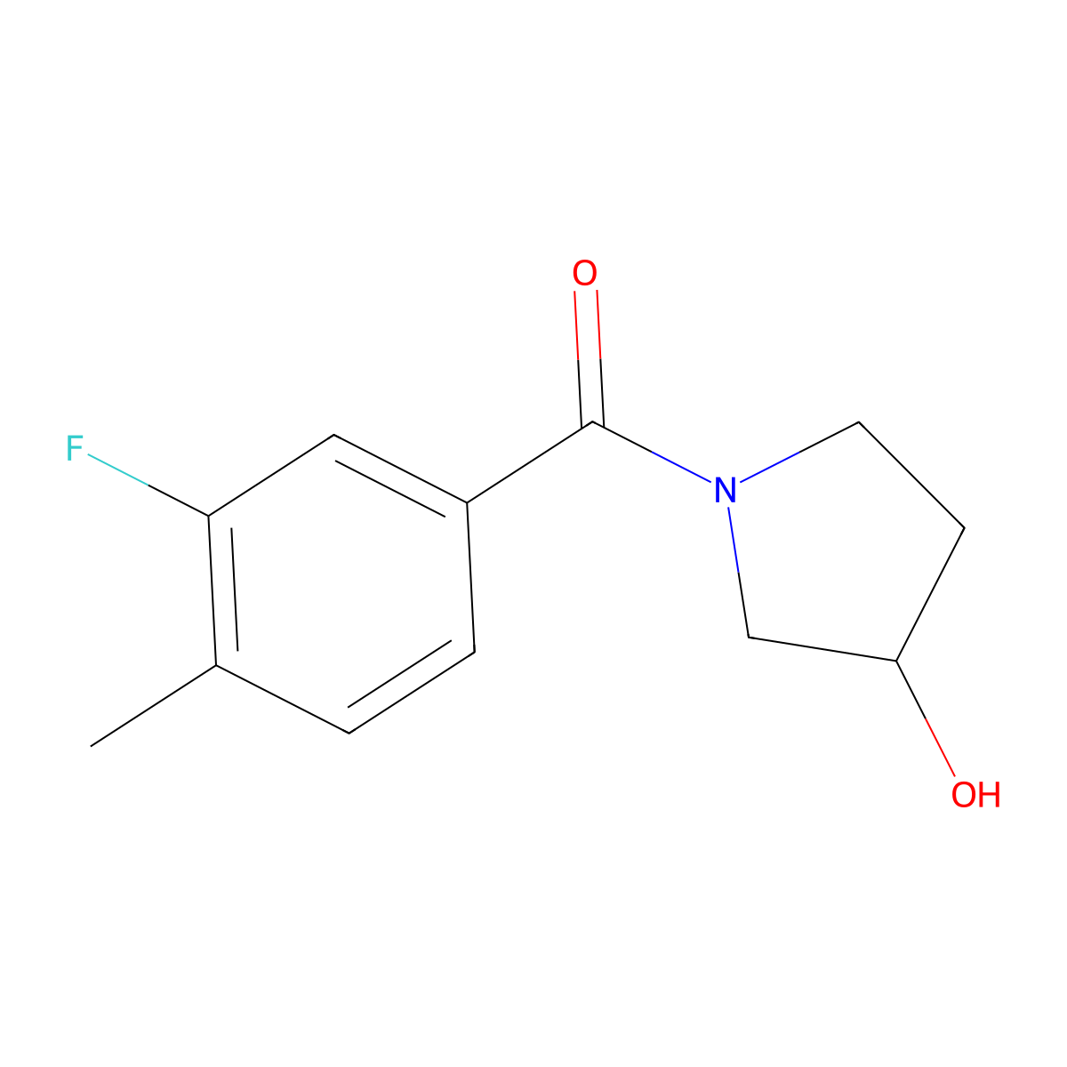 (3-Fluoro-4-methylphenyl)(3-hydroxypyrrolidin-1-yl)methanone molecular structure, CAS 1339898-77-9