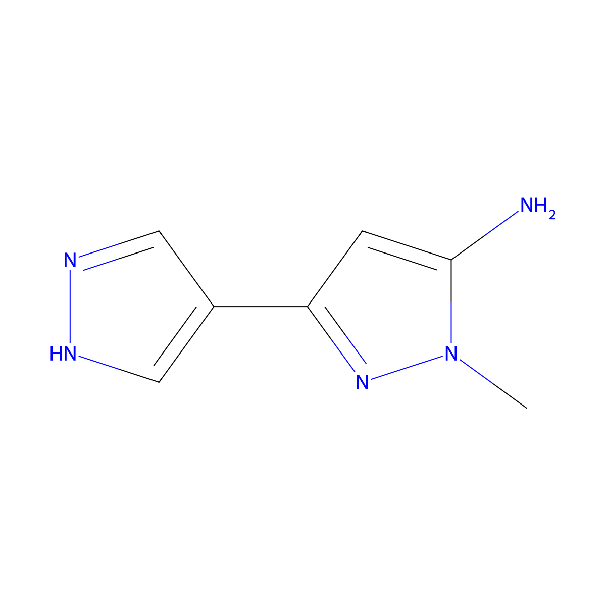 1-methyl-1H,1'H-[3,4'-bipyrazol]-5-amine molecular structure, CAS 1339906-24-9