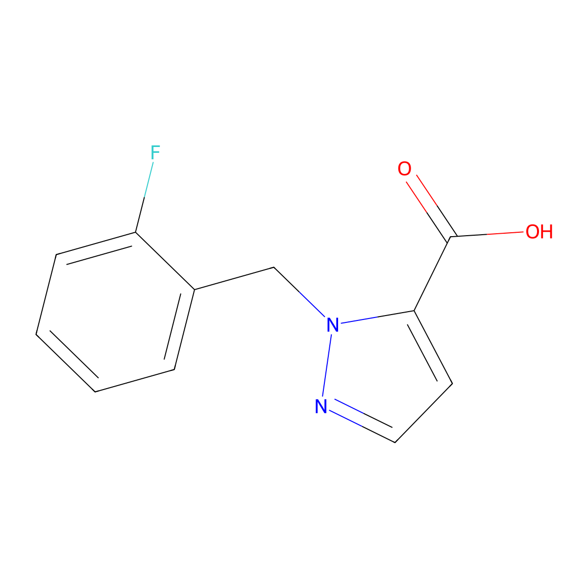 1-[(2-fluorophenyl)methyl]-1H-pyrazole-5-carboxylic acid molecular structure, CAS 1339906-44-3