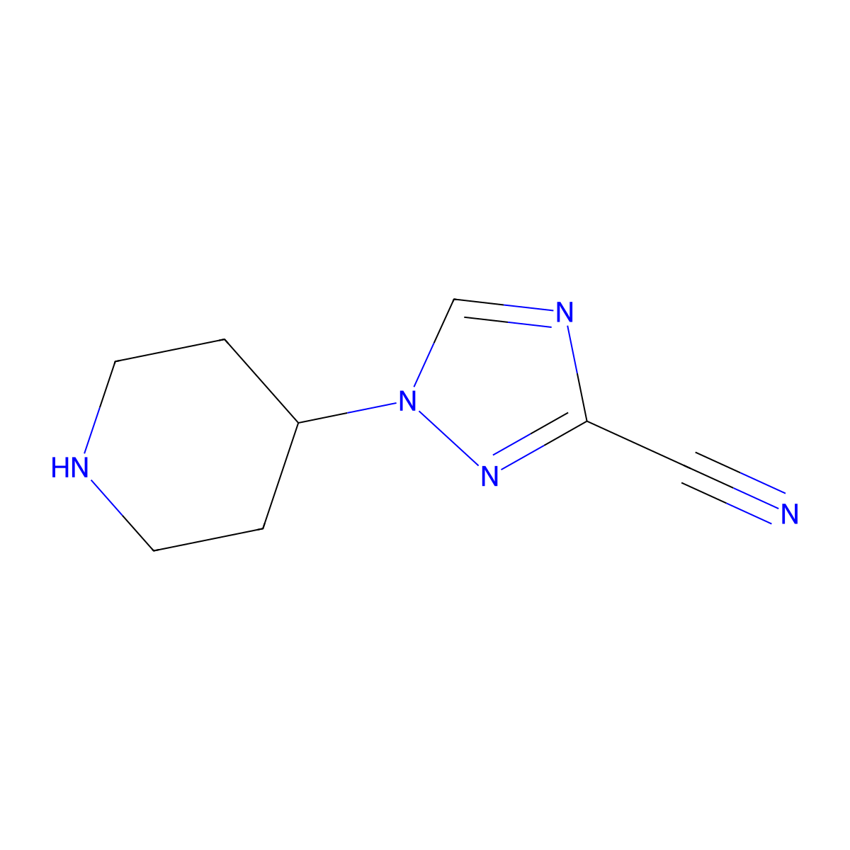 1-(piperidin-4-yl)-1H-1,2,4-triazole-3-carbonitrile molecular structure, CAS 1339908-97-2