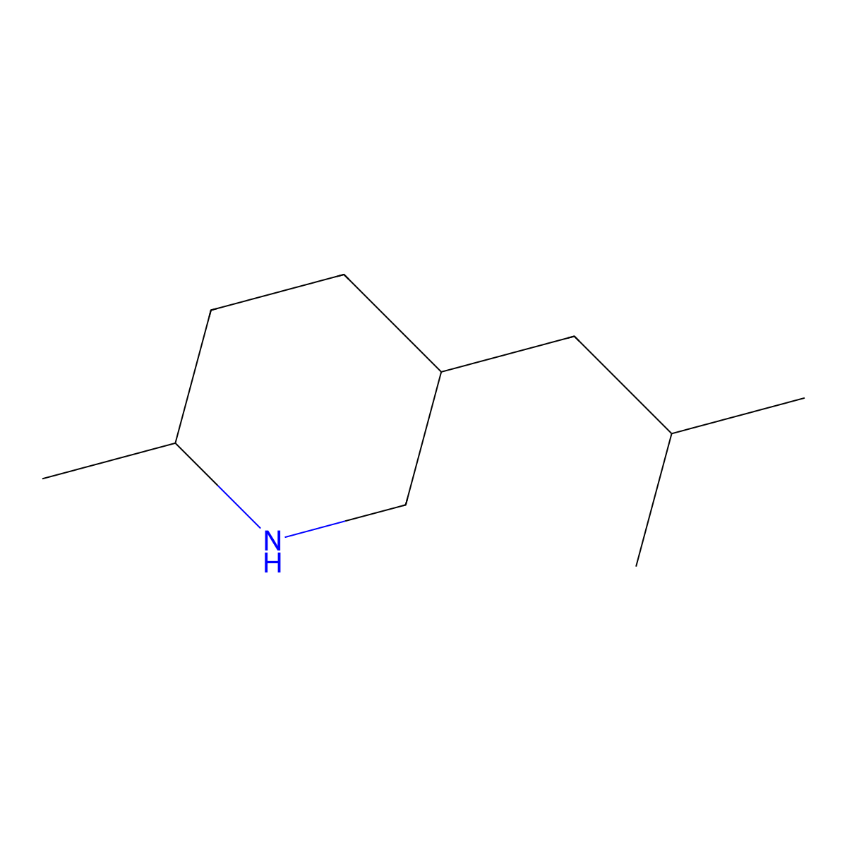 2-Methyl-5-(2-methylpropyl)piperidine molecular structure, CAS 1339918-17-0