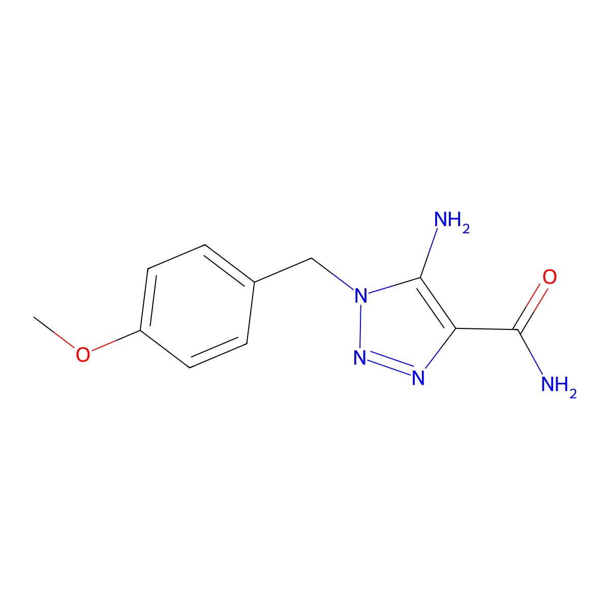 5-amino-1-(4-methoxybenzyl)-1H-1,2,3-triazole-4-carboxamide molecular structure, CAS 133992-53-7