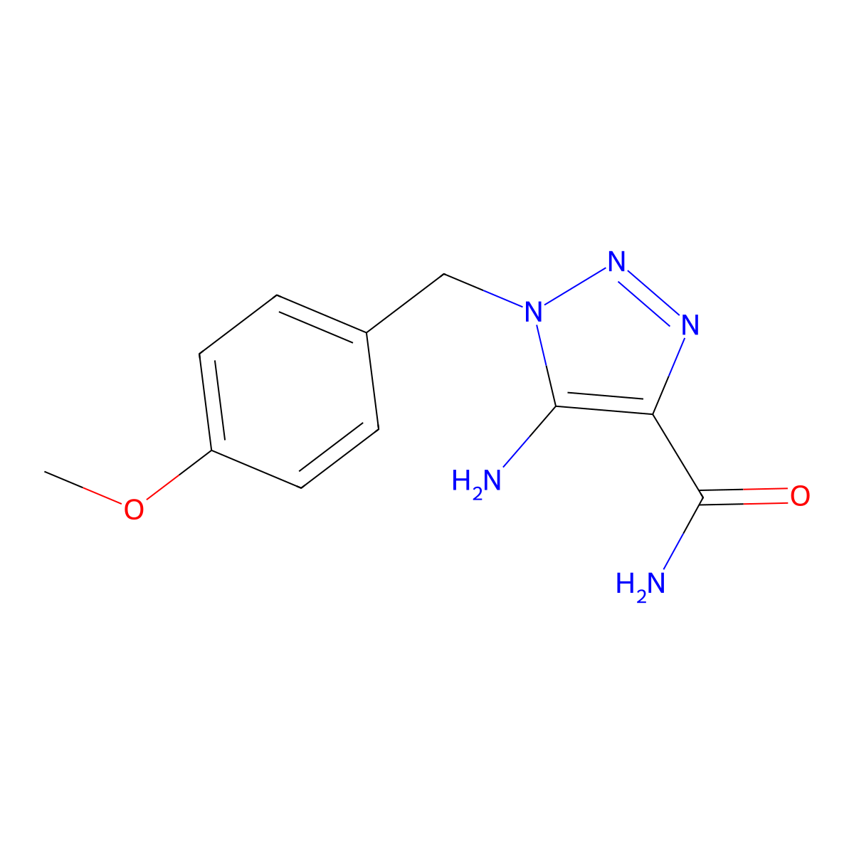 5-amino-1-(4-methoxybenzyl)-1H-1,2,3-triazole-4-carboxamide molecular structure, CAS 133992-53-7