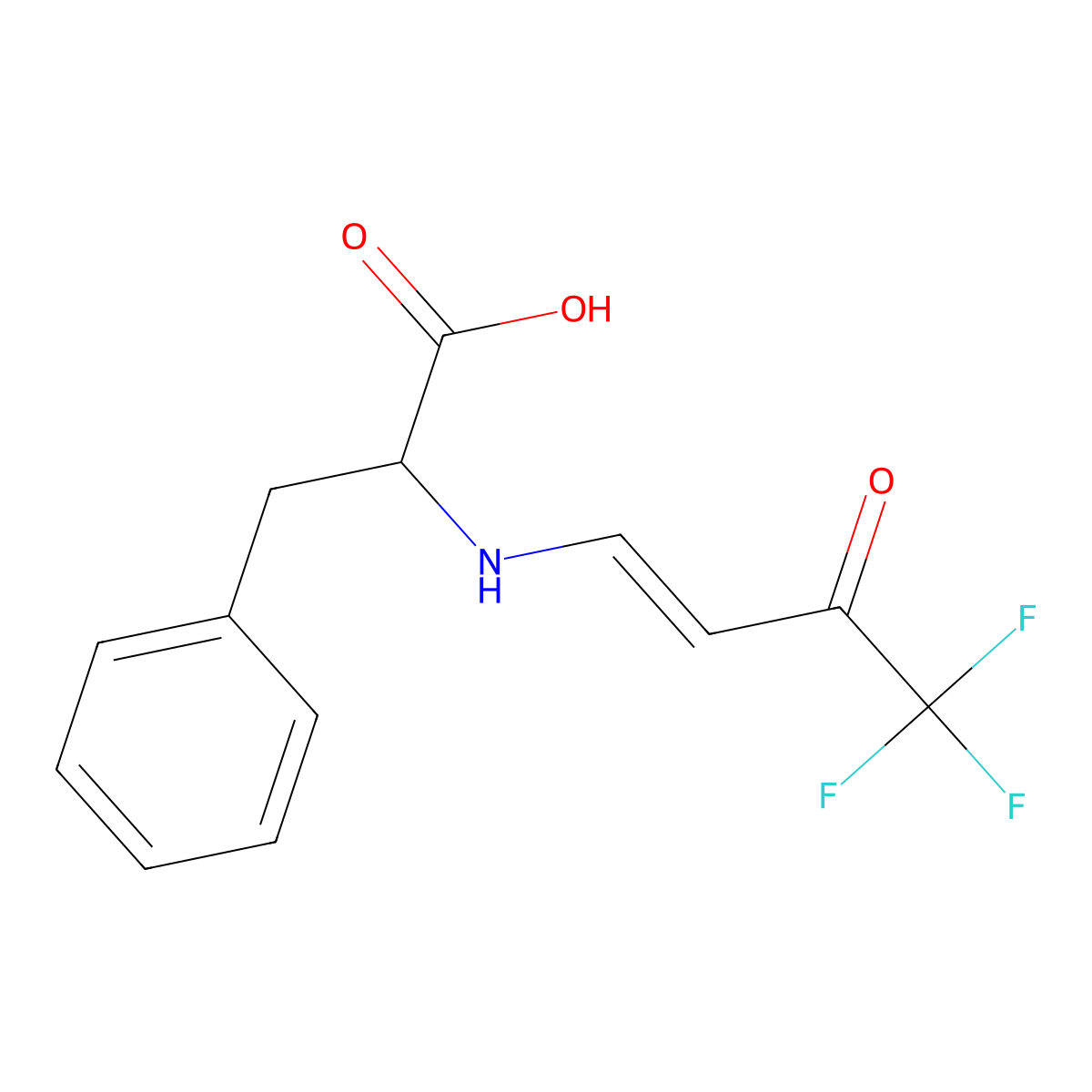 3-Phenyl-2-[(4,4,4-trifluoro-3-oxobut-1-enyl)amino]propanoic acid molecular structure, CAS 133992-79-7