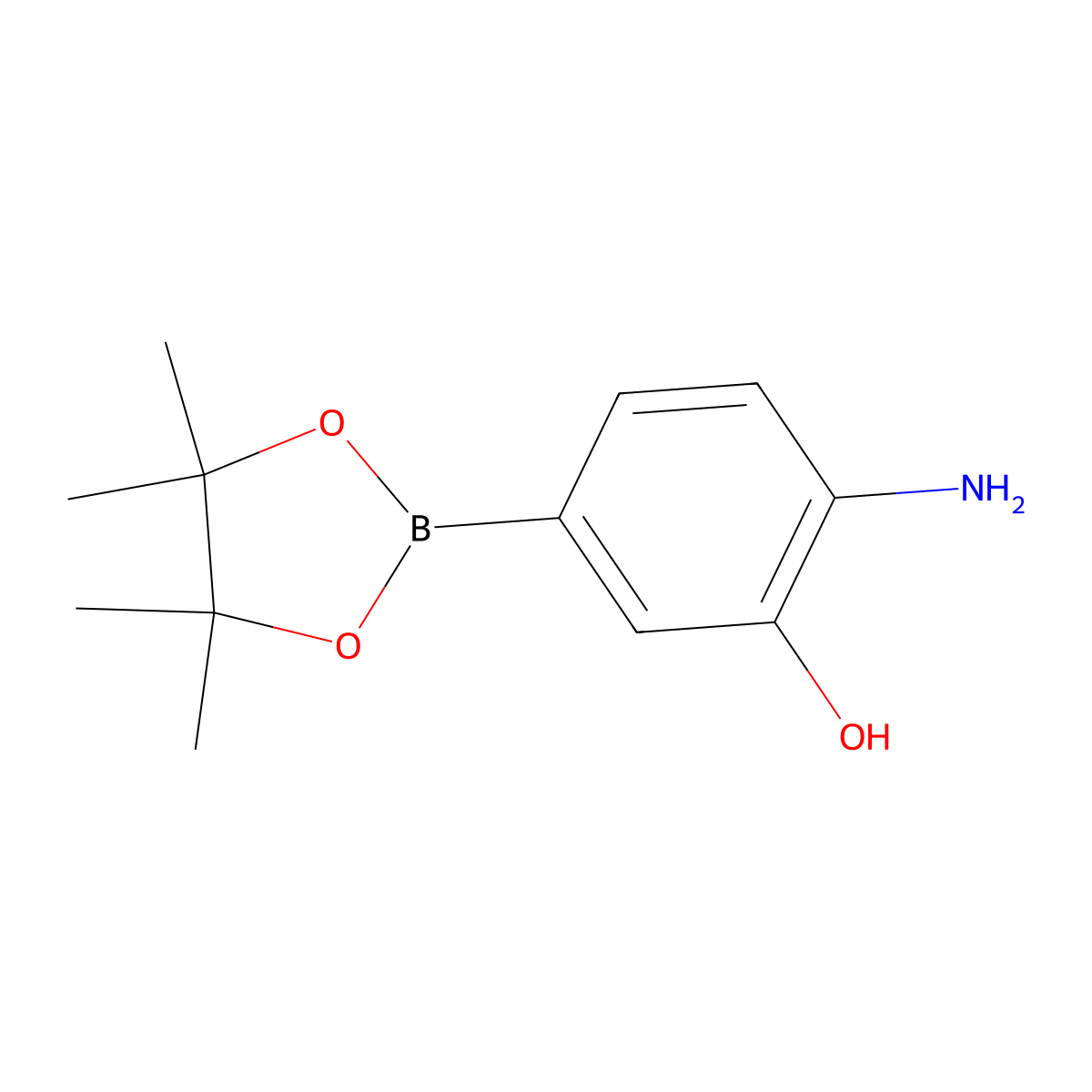 2-Amino-5-(tetramethyl-1,3,2-dioxaborolan-2-yl)phenol molecular structure, CAS 1339927-19-3