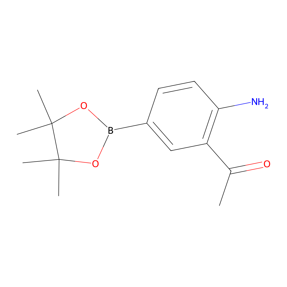 1-(2-Amino-5-(4,4,5,5-tetramethyl-1,3,2-dioxaborolan-2-yl)phenyl)ethanone molecular structure, CAS 1339927-28-4