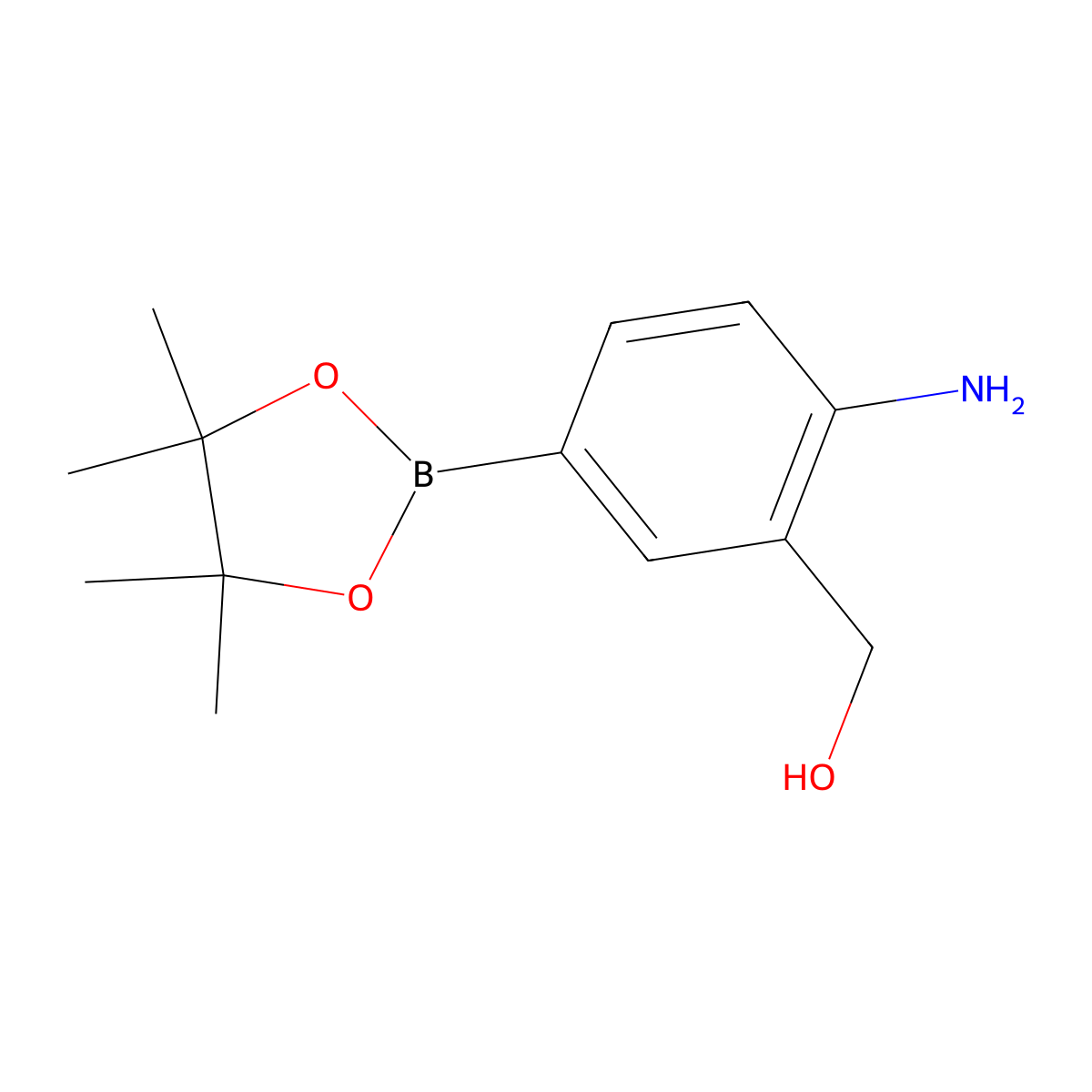 [2-Amino-5-(tetramethyl-1,3,2-dioxaborolan-2-yl)phenyl]methanol molecular structure, CAS 1339927-45-5