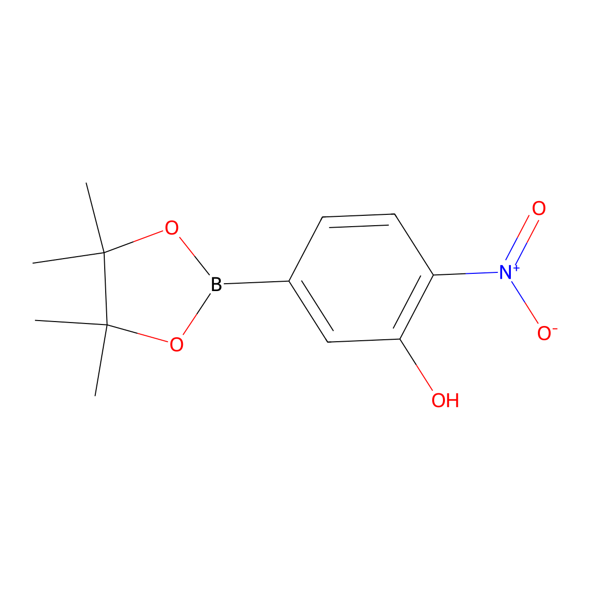 2-Nitro-5-(4,4,5,5-tetramethyl-1,3,2-dioxaborolan-2-yl)phenol molecular structure, CAS 1339927-68-2