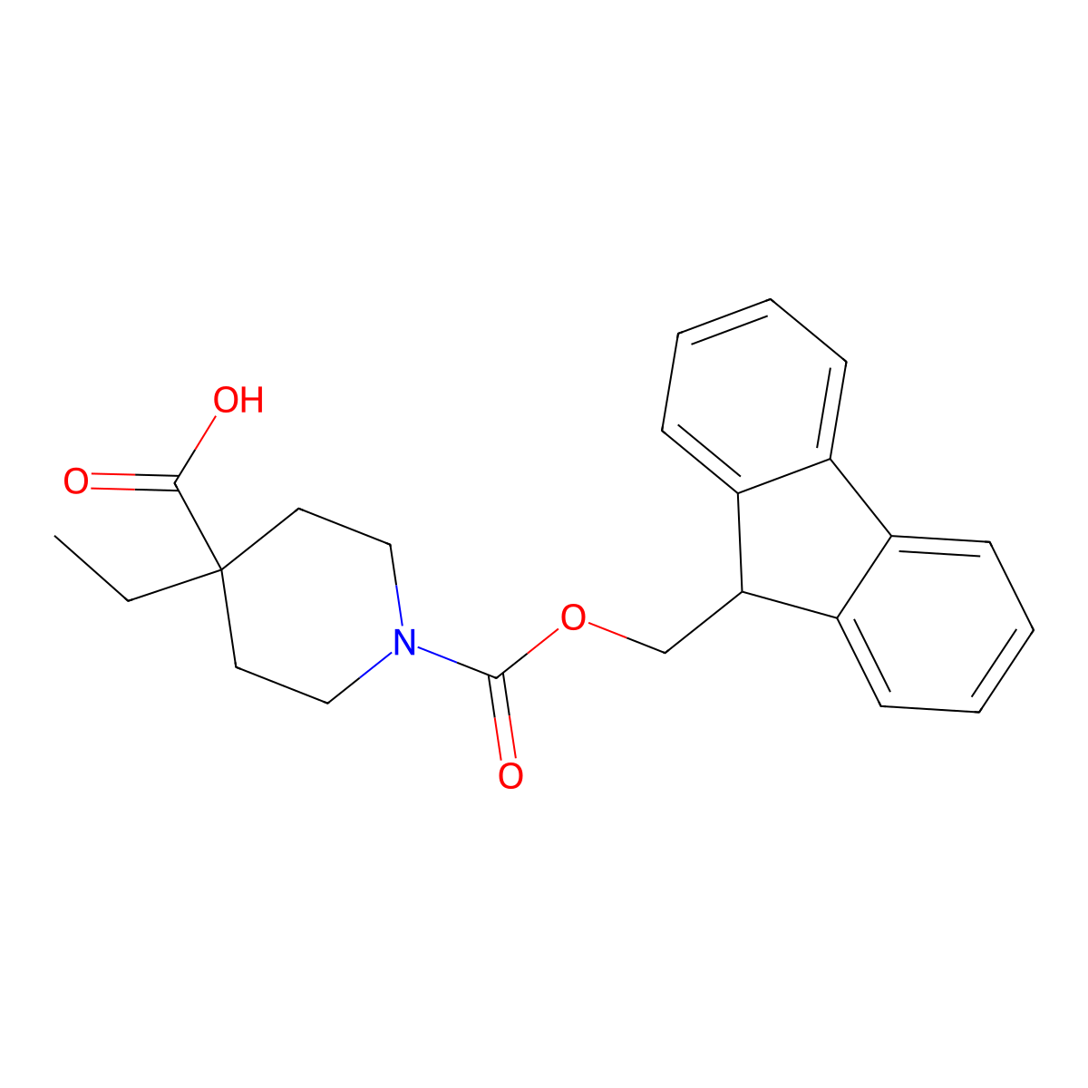4-ethyl-1-{[(9H-fluoren-9-yl)methoxy]carbonyl}piperidine-4-carboxylic acid molecular structure, CAS 1339932-23-8