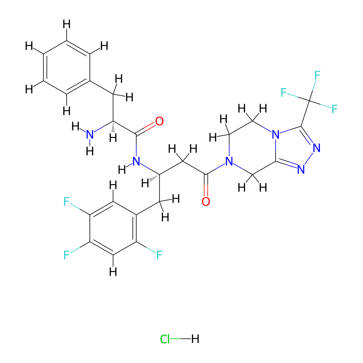Sitagliptin fenilalanil hydrochloride molecular structure, CAS 1339954-75-4