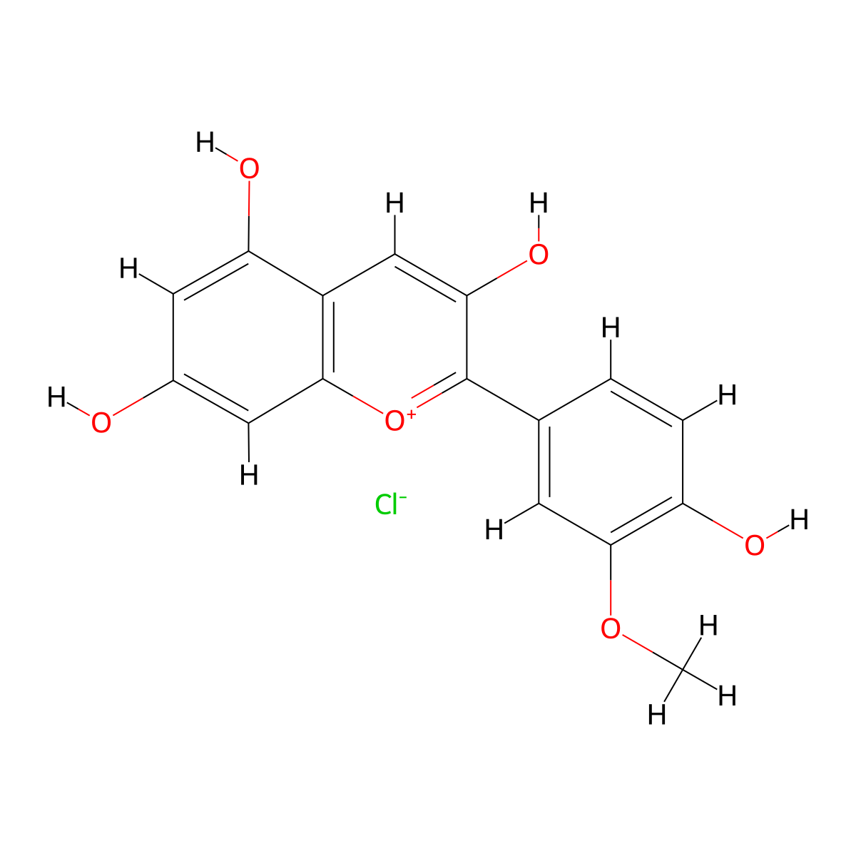 Peonidin molecular structure, CAS 134-01-0